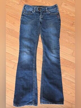 Y2K LOW RISE SILVER JEANS SIZE 26/33